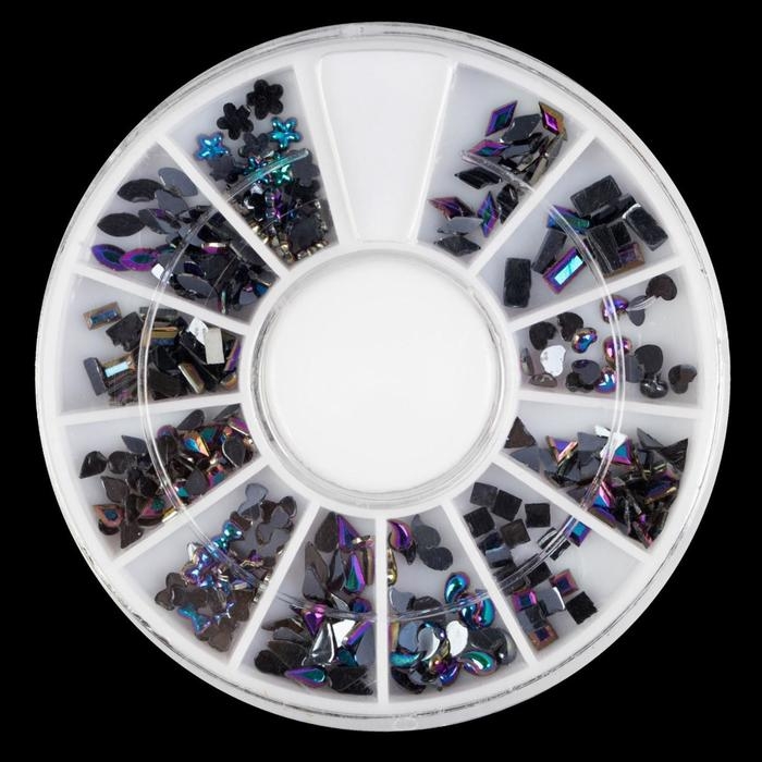 Стразы фигурные для декора ногтей &laquo;Ассорти&raquo;, цвет чёрная голография