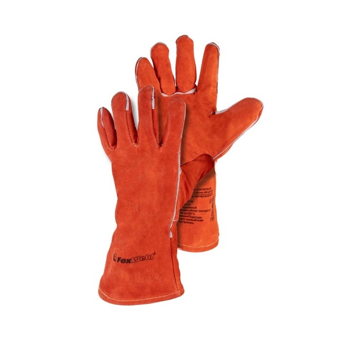 Краги спилковые FoxWeld Мастер с печатью, термостойкие, кевларовые нити, 36х13 см, 0.4 кг Краги спилковые FoxWeld Мастер с печатью, термостойкие, кевларовые нити, 36х13 см, 0.4 кг