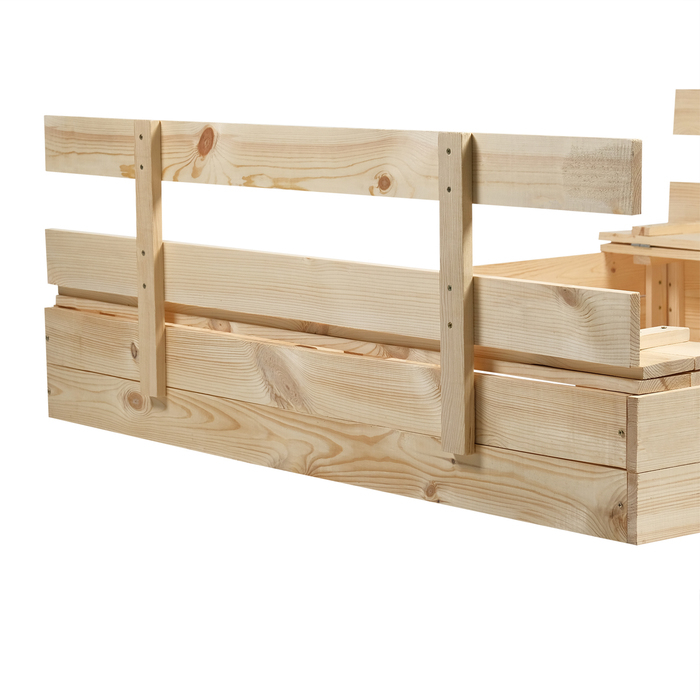 Песочница деревянная, с крышкой, 150 &times; 140 &times; 18 см, без покраски, лавочки (2 шт.), Greengo