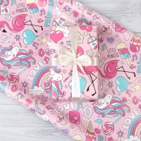 Бумага упаковочная глянцевая &laquo;Единороги&raquo;, 70 х 100 см, 1 лист