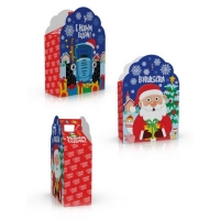 Коробка подарочная складная "С Новым годом", 17х25х8 см, Синий трактор