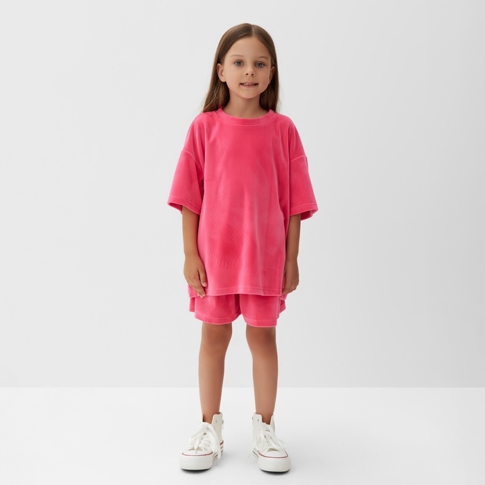 Костюм детский (футболка, шорты) KAFTAN Plushy р.30 (98-104), фуксия