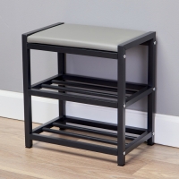 Банкетка с обувницей Базовая, 400 x 250 x 415, металл, чёрная