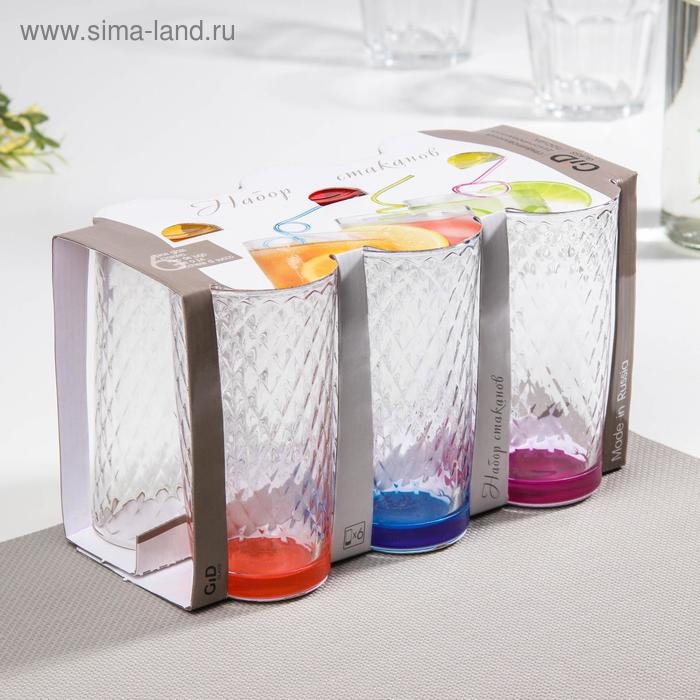 Набор стаканов &laquo;Джем&raquo;, 230 мл, 6 шт, цвет МИКС