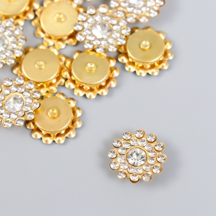 Декор для творчества пластик Декор для творчества пластик "Цветок-солнце кристалл" набор 12 шт 1,4х1,4 см