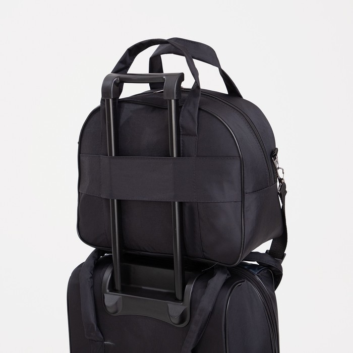 Чемодан малый 37 л (S), с расширением, сумка дорожная на молнии, цвет чёрный