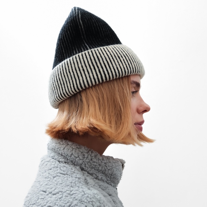 Шапка женская MINAKU, цвет чёрный, размер 56-58