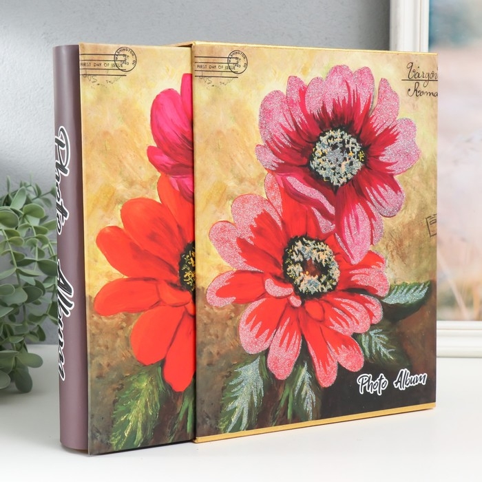 Фотоальбом на 200 фото 10х15 см "Маки в вазе" МИКС 26х20,5х5,7 см