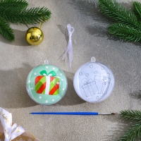 Ёлочное украшение под раскраску «Подарки» размер: 8 см; 2 шт., кисть Ёлочное украшение под раскраску «Подарки» размер: 8 см; 2 шт., кисть