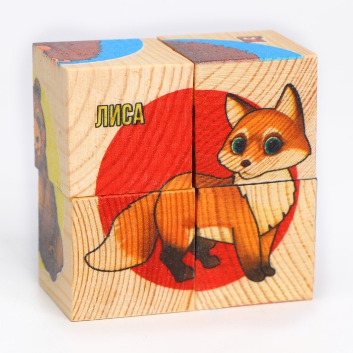 Кубики из натурального дерева &laquo;Лесные жители&raquo;