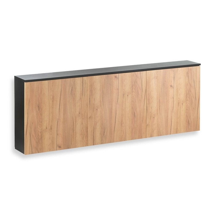 Тумба подвесная под ТВ 4, 1800х640х210, цвет чёрный / дуб крафт золотой