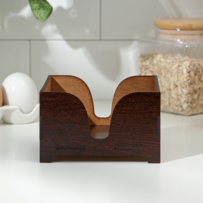 Салфетница деревянная &laquo;Мокко&raquo;, без гравировки, с салфетками, цвет шоколадный