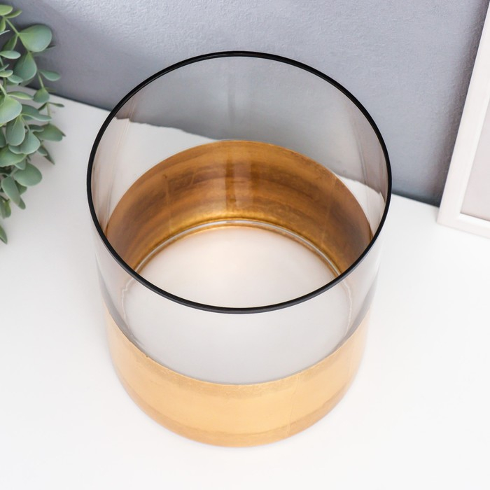 Подсвечник стекло на 1 свечу Подсвечник стекло на 1 свечу "Пески" золото 20х18х18 см