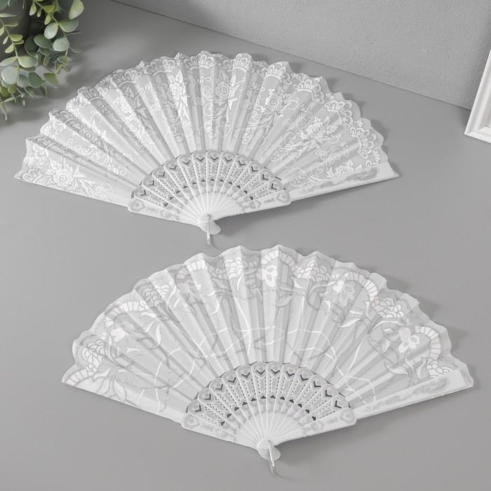 Веер h=21 см Веер h=21 см "Цветы", белый