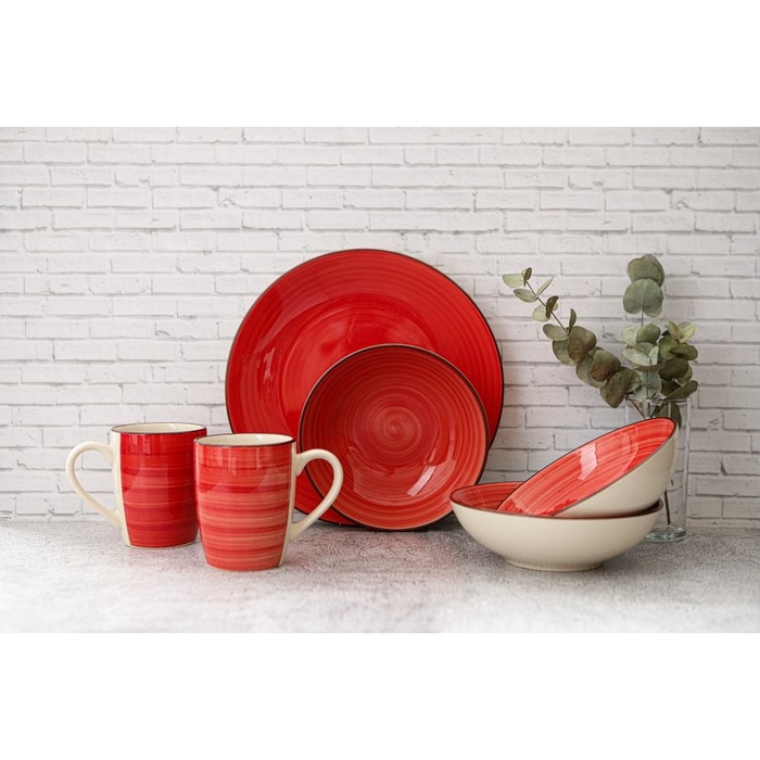 Тарелка керамическая обеденная Доляна &laquo;Морской мир&raquo;, d=27 см, цвет красный