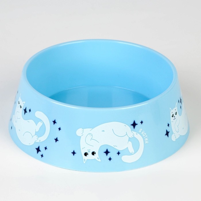 Миска пластиковая &laquo;Кот отдыхает&raquo;, голубая, 300 мл