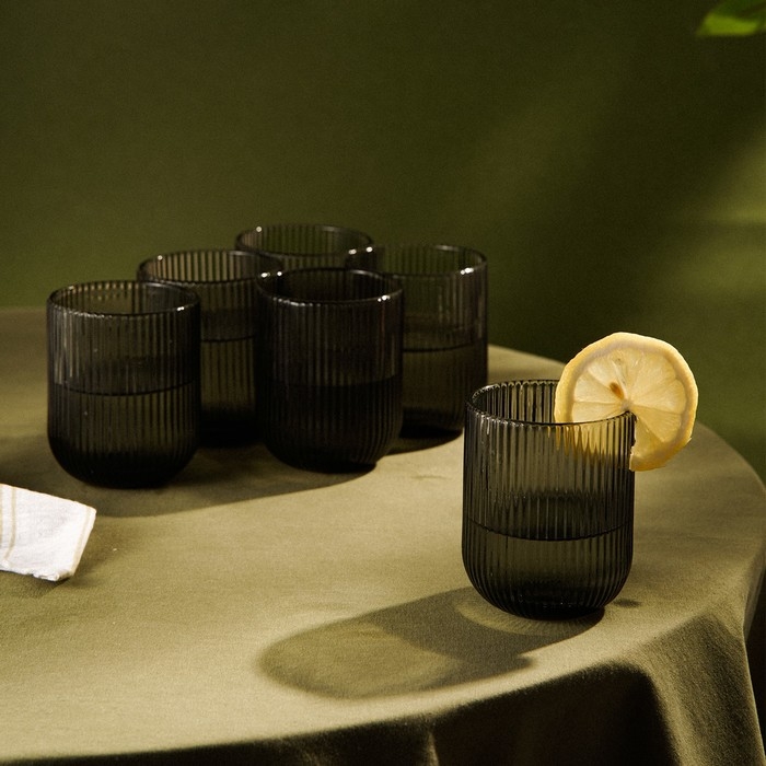 Набор стаканов стеклянный SL Home &laquo;Модерн&raquo;, 260 мл, 7,5&times;9,5 см, цвет графитовый