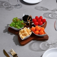 Менажница «Листья», 5 шт:150 мл, деревянное основание, фарфор, Иран Менажница «Листья», 5 шт:150 мл, деревянное основание, фарфор, Иран