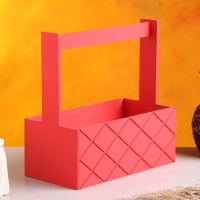 Кашпо деревянное "Эллада большая, сетка", с ручкой, красный, 25&times;12,5&times;10(25) см