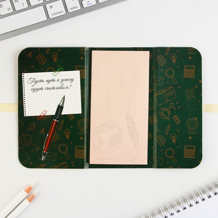 Блок бумаги для записей с липким слоем на выпускной &laquo;Выпускнику школы&raquo; в открытке с лентой, 30 листов