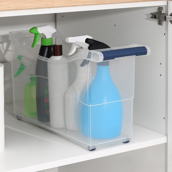 Контейнер для хранения на колёсиках, 10 л, 46,2&times;16,2&times;27,2 см, с ручкой, цвет прозрачный