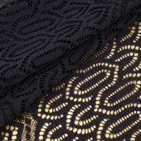 Кружевная эластичная ткань, 185 мм &times; 2,7 &plusmn; 0,5 м, цвет чёрный