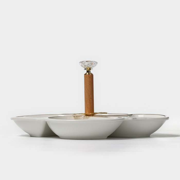 Менажница керамическая 4 ячейки «Богема», 21×3,3 см, цвет белый Менажница керамическая 4 ячейки «Богема», 21×3,3 см, цвет белый