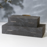 Шкатулка для украшений &laquo;Серый мрамор&raquo; экокожа, набор 2 шт.