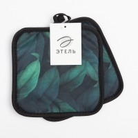 Кухонный набор (2 предмета) Этель &laquo;Листья&raquo;, прихватка 17х17 см, 100% п/э