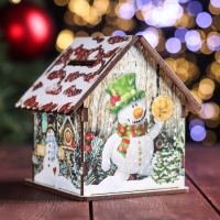 Новогодний домик-копилка "Домик", 10х10х11 см, микс Новогодний домик-копилка "Домик", 10х10х11 см, микс
