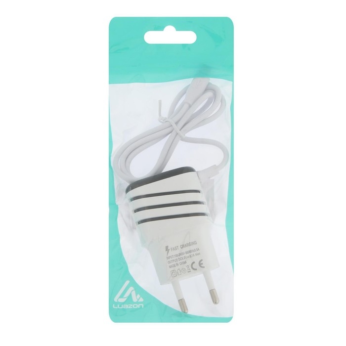 Сетевое зарядное устройство Luazon LCC-24, 2 USB, microUSB, 1 A, 1 м, черно-белое Сетевое зарядное устройство Luazon LCC-24, 2 USB, microUSB, 1 A, 1 м, черно-белое