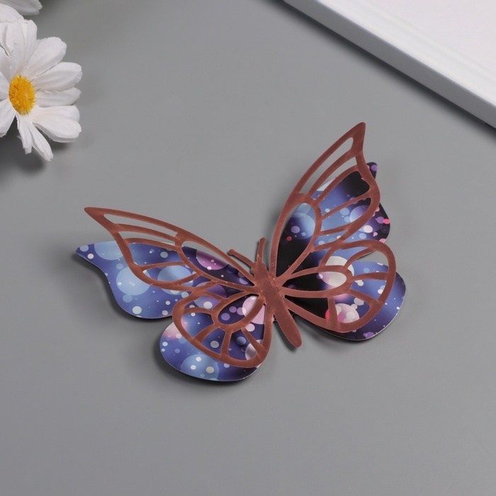 Наклейка бумага, пластик "Бабочки, цветные пятна" розовые набор 12 шт 12 см, 10 см 8 см