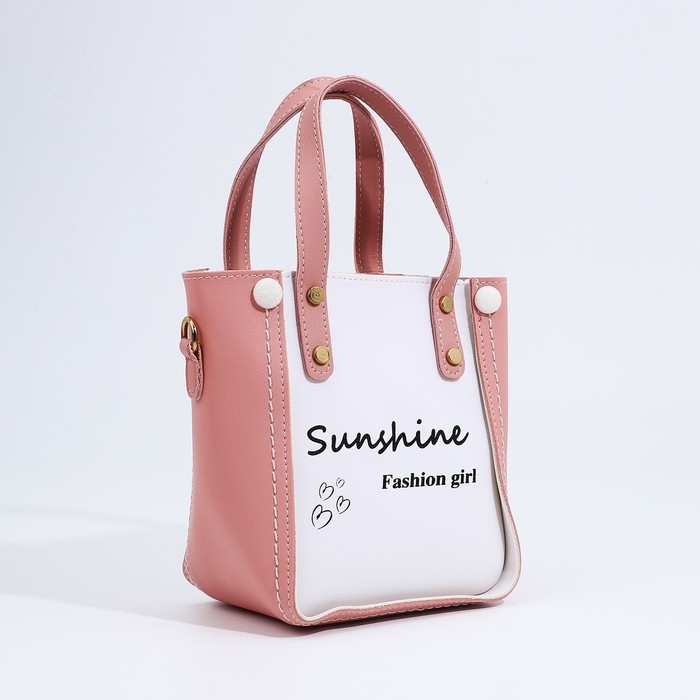 Сумка женская тоут на молнии, цвет белый/розовый Сумка женская тоут на молнии, цвет белый/розовый