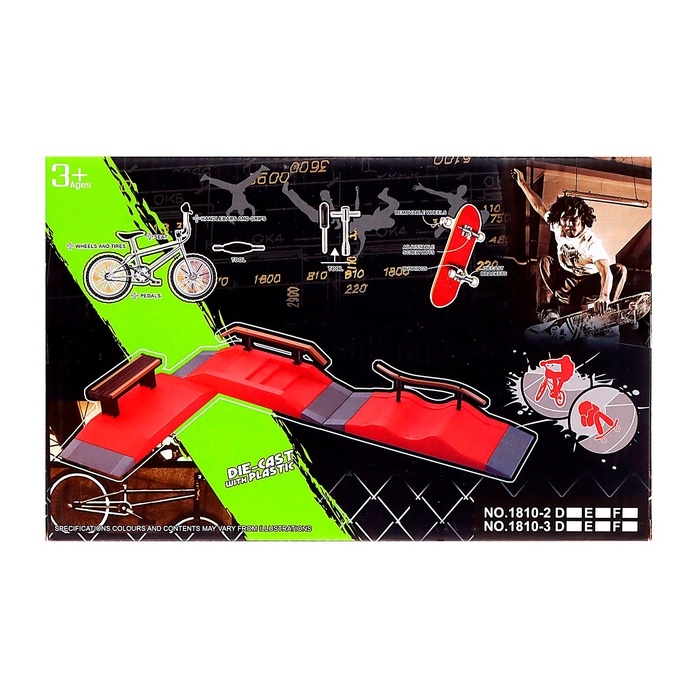 Набор скейт-парк &laquo;Трюк: скольжение&raquo;, фингерборд с перилами на волне