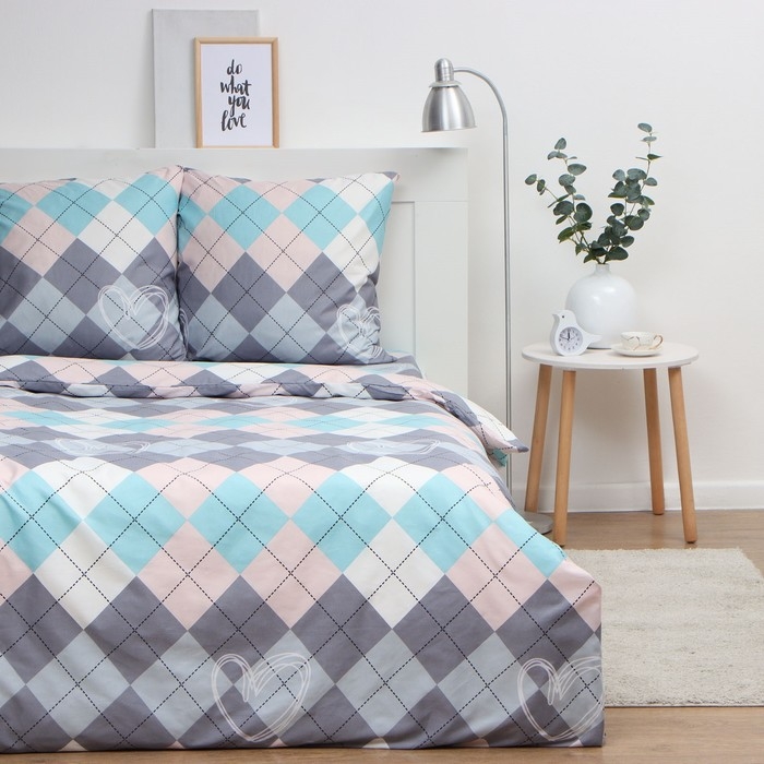 Постельное бельё Экономь и Я 2 сп Geometry 175х215см, 180х215см, 70х70см-2 шт, полисатин, 80 г/м² Постельное бельё Экономь и Я 2 сп Geometry 175х215см, 180х215см, 70х70см-2 шт, полисатин, 80 г/м²