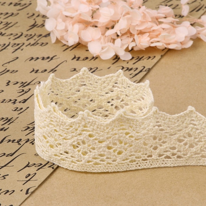Кружево вязаное, 40 мм &times; 10 &plusmn; 1 м, цвет бежевый