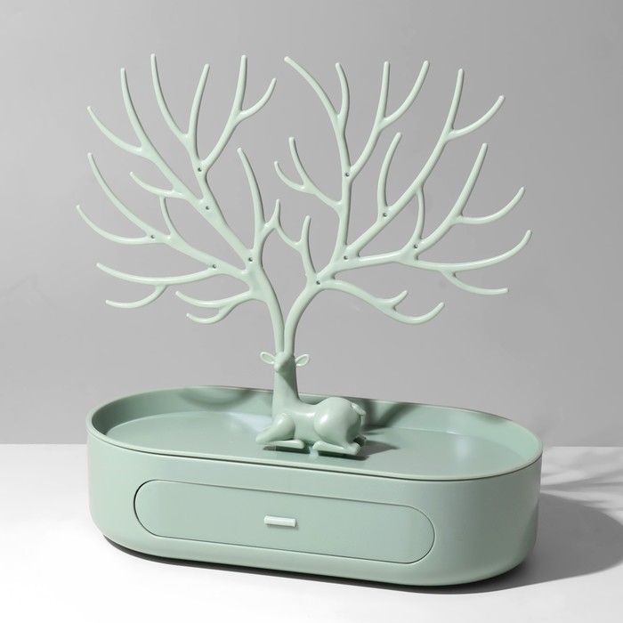 Подставка для украшений &laquo;Олень&raquo;, овальная подставка, 26&times;25 см, цвет зеленый