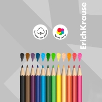 Карандаши 12 цветов ErichKrause Basic, дерево, шестигранные, 2.6 мм грифель, картонная упаковка, европодвес Карандаши 12 цветов ErichKrause Basic, дерево, шестигранные, 2.6 мм грифель, картонная упаковка, европодвес
