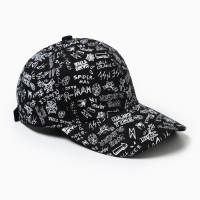 Кепка мужская MINAKU с надписями, цвет чёрный, р-р 58 Кепка мужская MINAKU с надписями, цвет чёрный, р-р 58