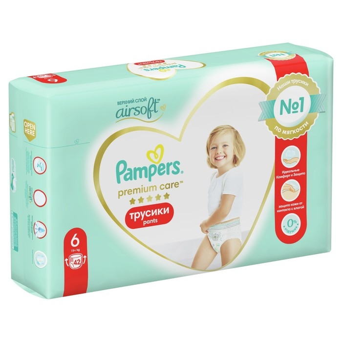 Подгузники-трусики Pampers Premium Care, 15+ кг, 42 шт. Подгузники-трусики Pampers Premium Care, 15+ кг, 42 шт.