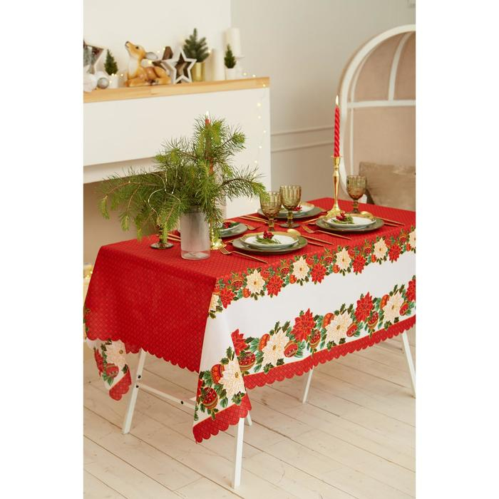 Скатерть новогодняя Доляна "Процветания в Новом году" 145*220 см, 100% п/э