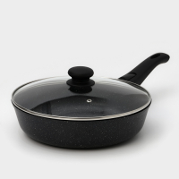 Сковорода Доляна &laquo;Элит&raquo;, d=28 см, пластиковая ручка, стеклянная крышка, антипригарное покрытие