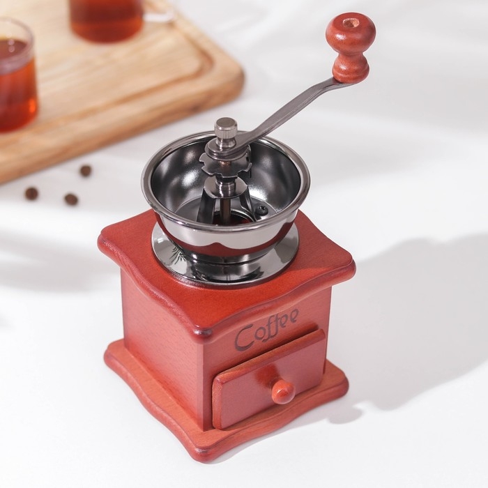Кофемолка ручная &laquo;Утренний кофе&raquo;, 9,8&times;16 см, красное дерево
