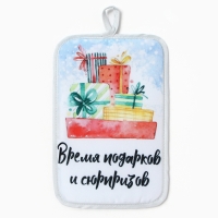 Новый год. Прихватка прямоугольная, 22х15см, МИКС, поролон 160г/м, пэ100%