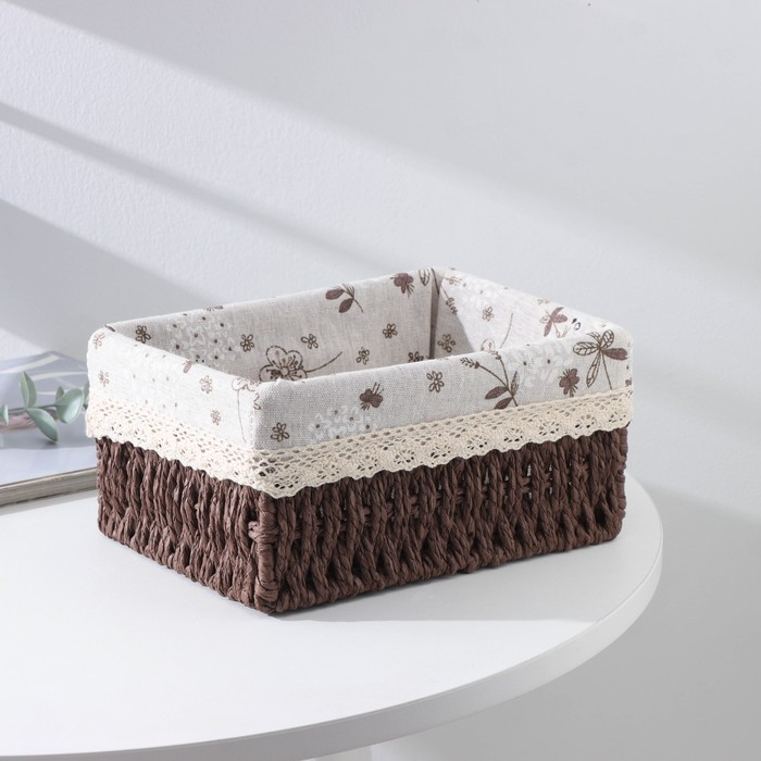 Корзина для хранения плетёная ручной работы Доляна &laquo;Полянка&raquo;, 22&times;16&times;10,5 см, средняя, цвет коричневый