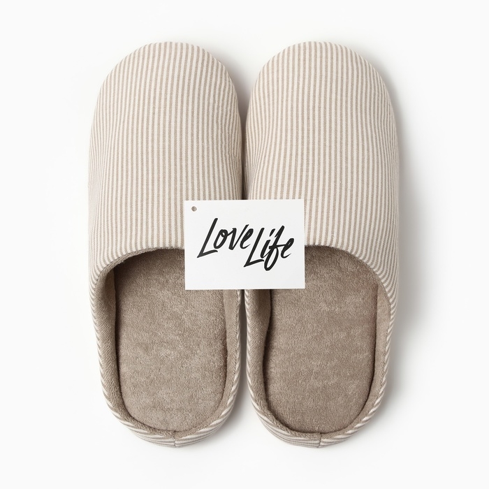 Тапочки мужские, ECO размер 44-45, цвет бежевая полоска