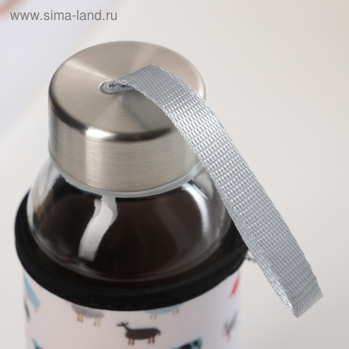 Бутылка для воды стеклянная в чехле &laquo;Абстракция&raquo;, 300 мл, h=17 см, цвет МИКС