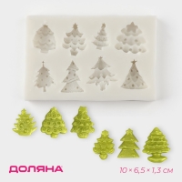Молд новогодний Доляна &laquo;Ёлки&raquo;, силикон, 10&times;6,5&times;1,3 см, цвет серый