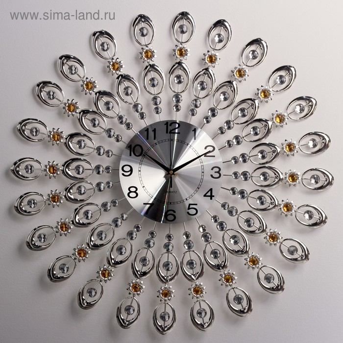 Часы настенные, серия: Ажур, Часы настенные, серия: Ажур, "Стальные Перья", плавный ход, d-69 см