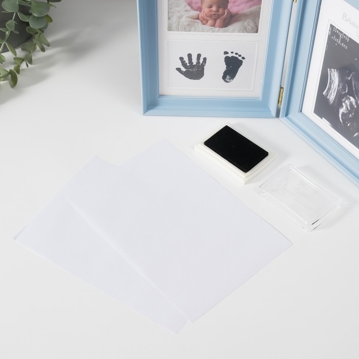 Фоторамка пластик 8х12 см Фоторамка пластик 8х12 см "Наш малыш" голубая с рамкой для УЗИ 2х36,5х22,7 см